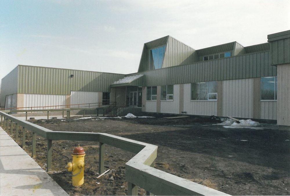 Archive photograph of Jean Baptiste Sewepagaham School at the construction stage